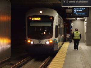 Link train exiting tunnel