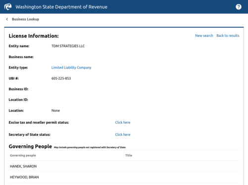 TDM Strategies does not have a business license yet